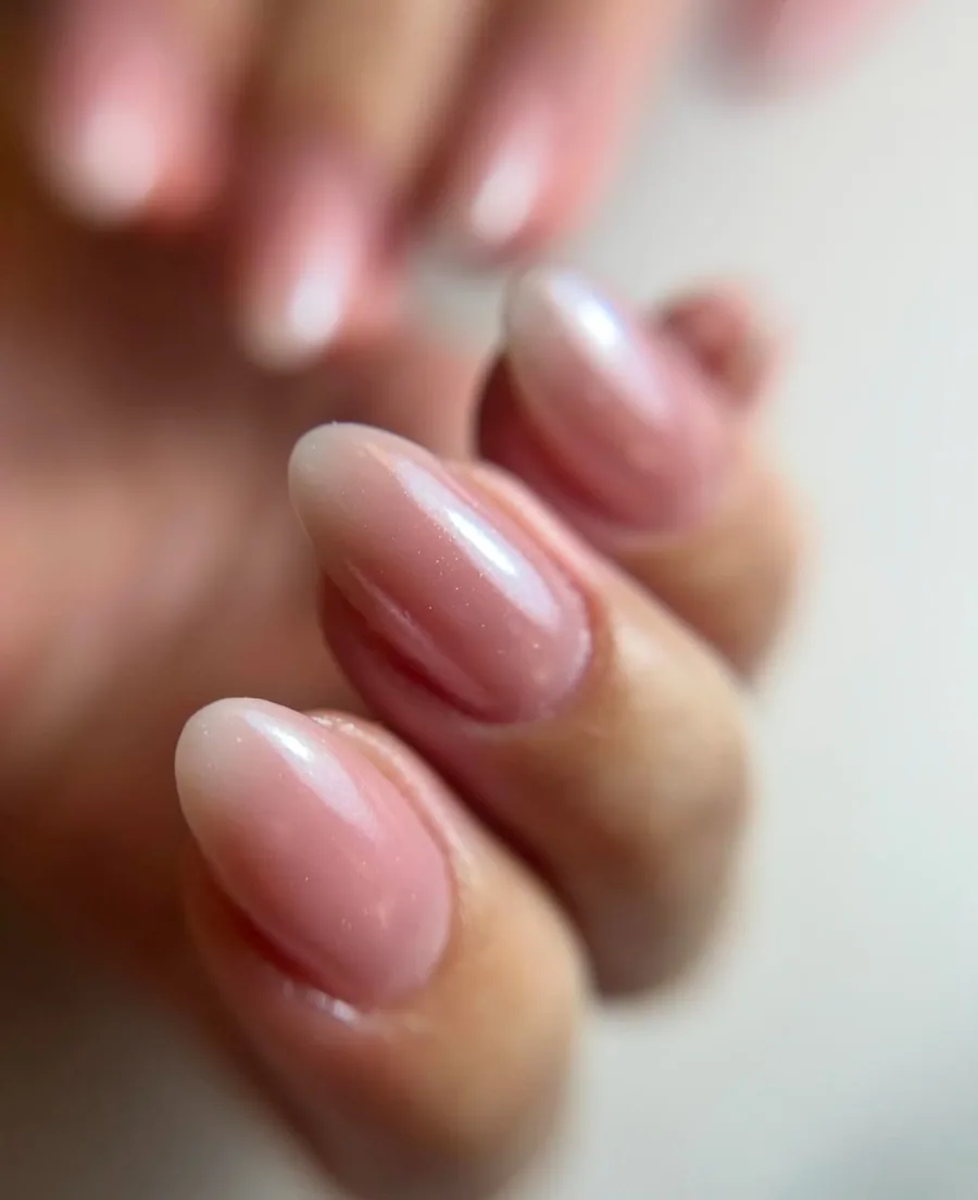 Pembe nude badem tırnak, sedef parlaklık